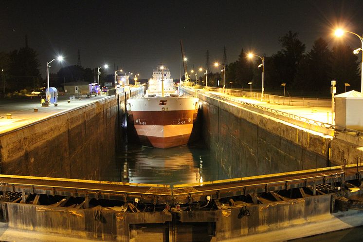 MoorMaster™ at night in the St. Lawrence Seaway