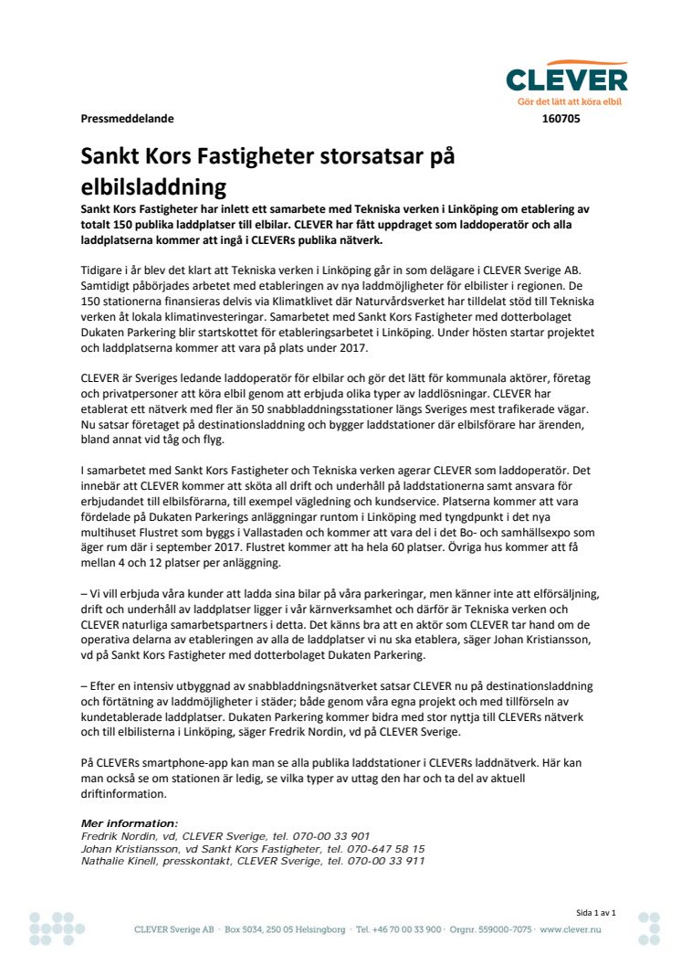 Sankt Kors Fastigheter storsatsar på elbilsladdning