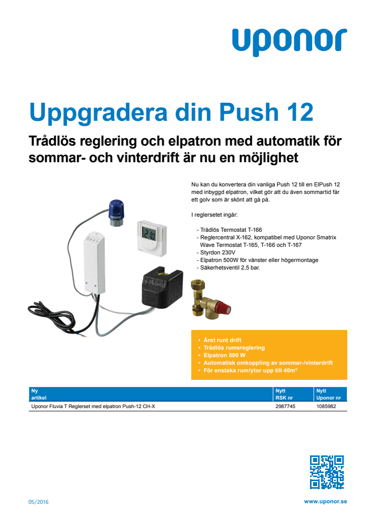 Uppgradera din Push 1, 10 och 12 och få varmt golv året om 