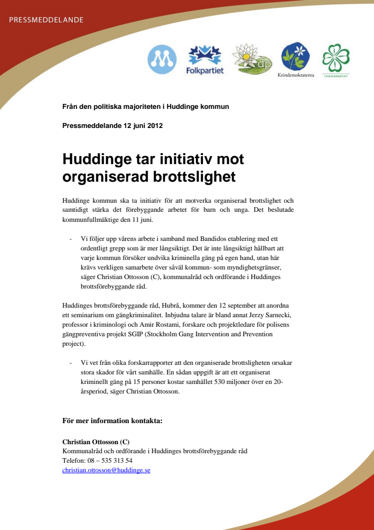 Huddinge tar initiativ mot organiserad brottslighet