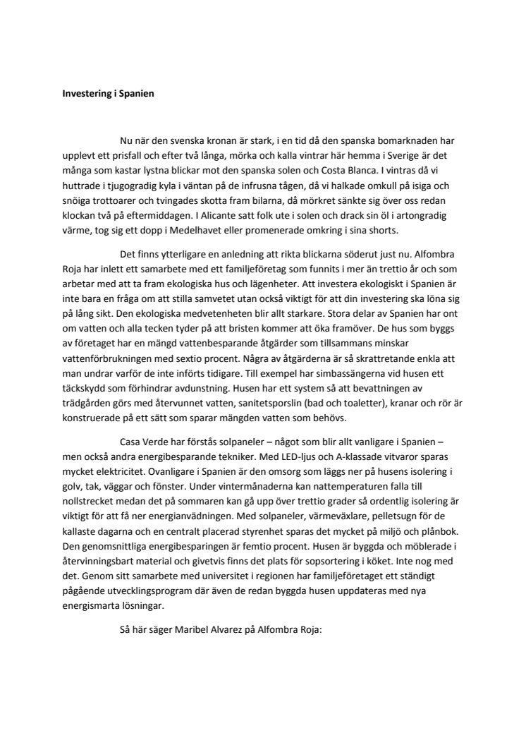 Bo ekologiskt i Spanien