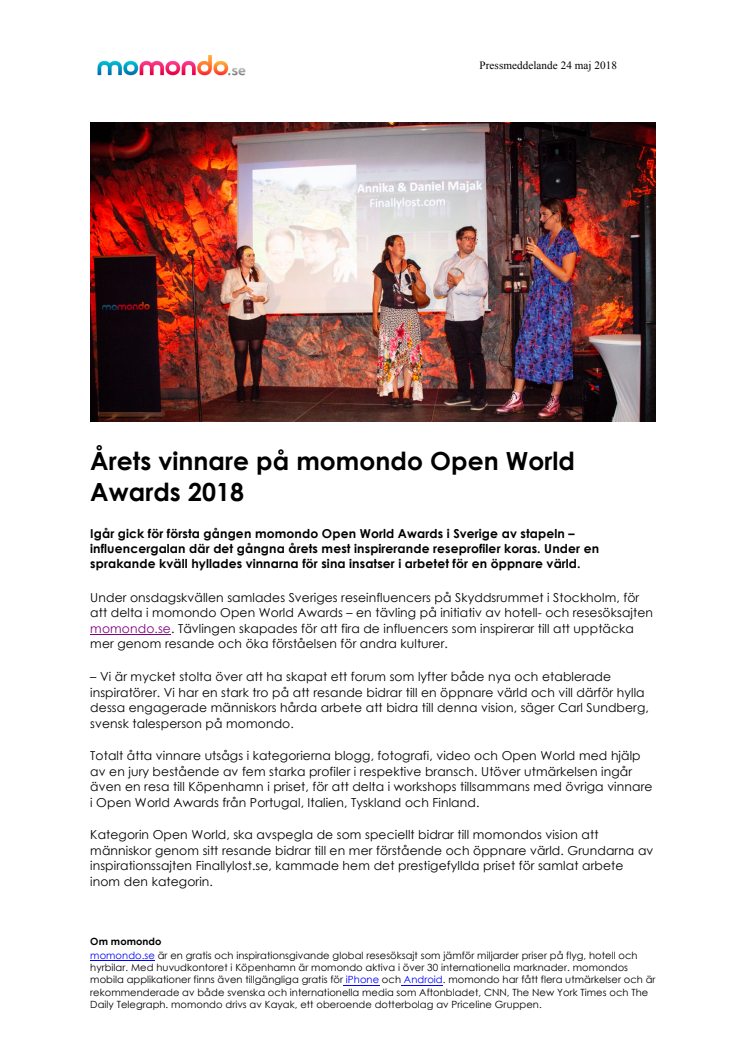 Årets vinnare på momondo Open World Awards 2018