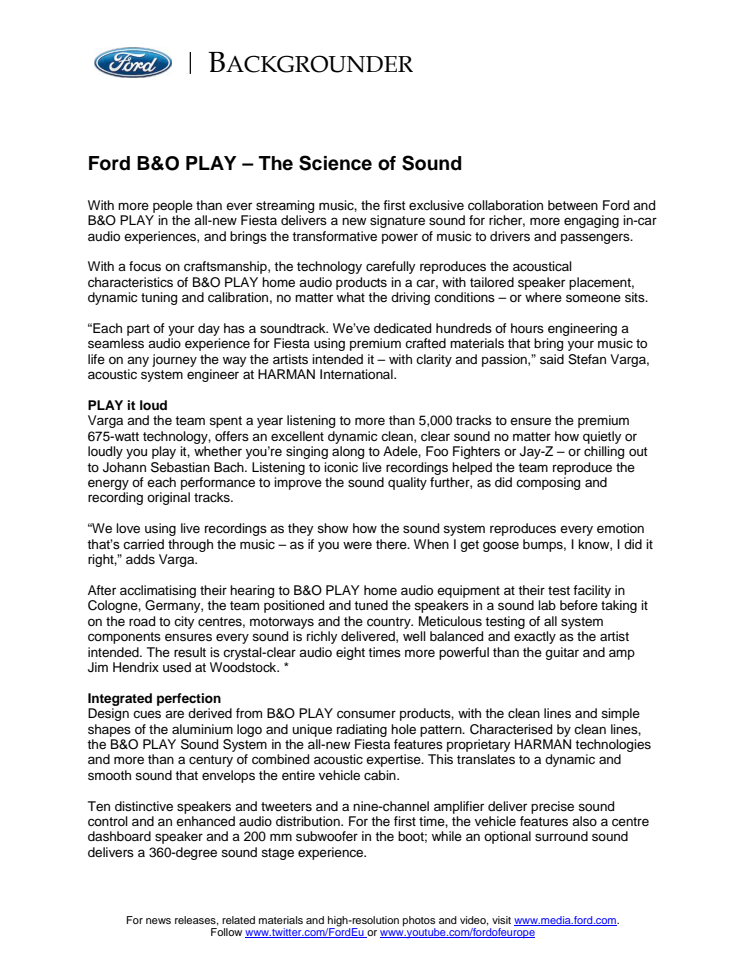 Ford B&O PLAY – The Science of Sound