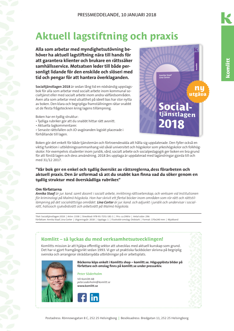 Socialtjänstlagen 2018 - aktuell lagstiftning och praxis
