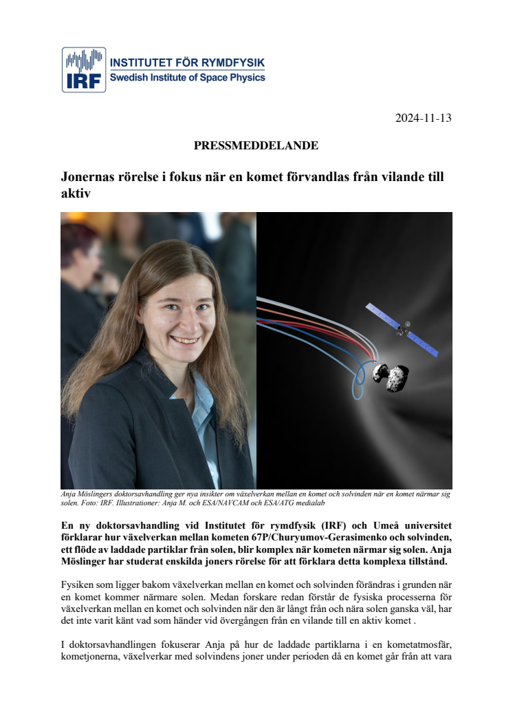 Pressmeddelande_Jonernas rörelse i fokus när en komet förvandlas från vilande till aktiv.pdf