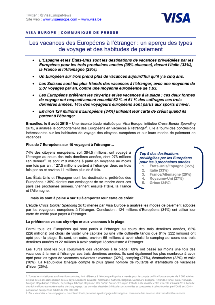 Les vacances des Européens à l’étranger: un aperçu des types de voyage et des habitudes de paiement 