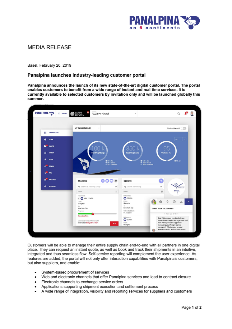 Panalpina launches industry-leading customer portal
