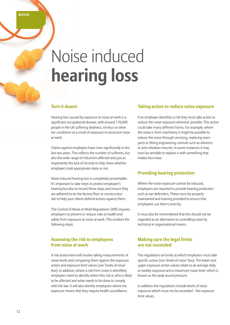 Property & Casualty Newsletter Part 5 Noise Induced Hearing Loss