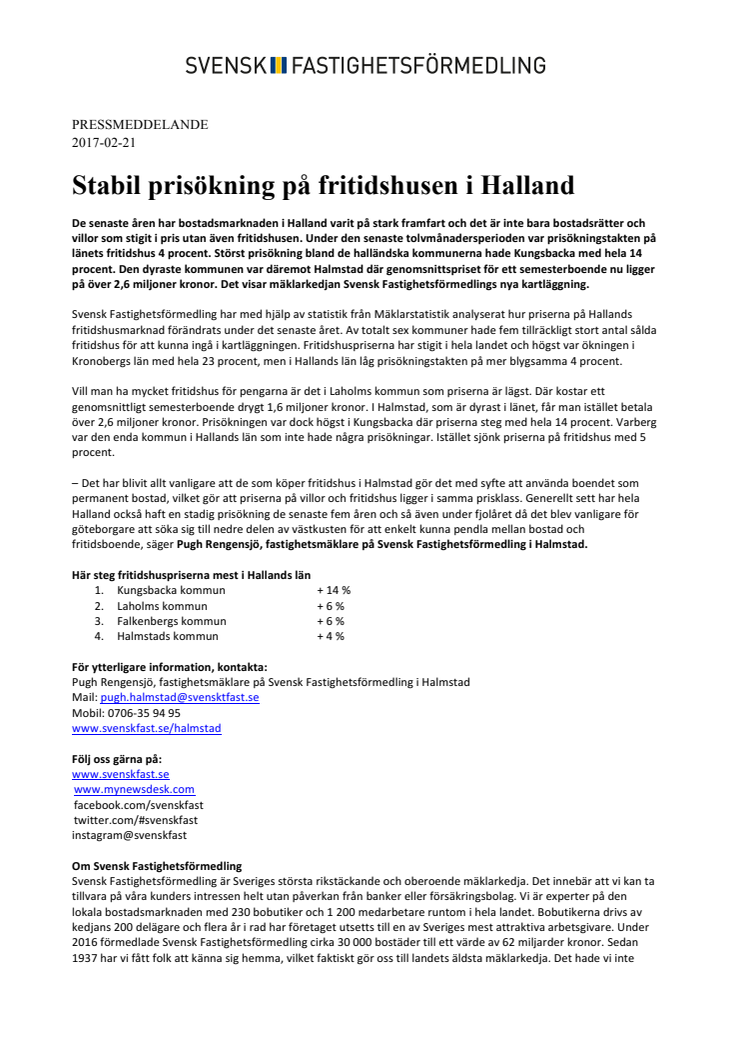 Stabil prisökning på fritidshusen i Halland 