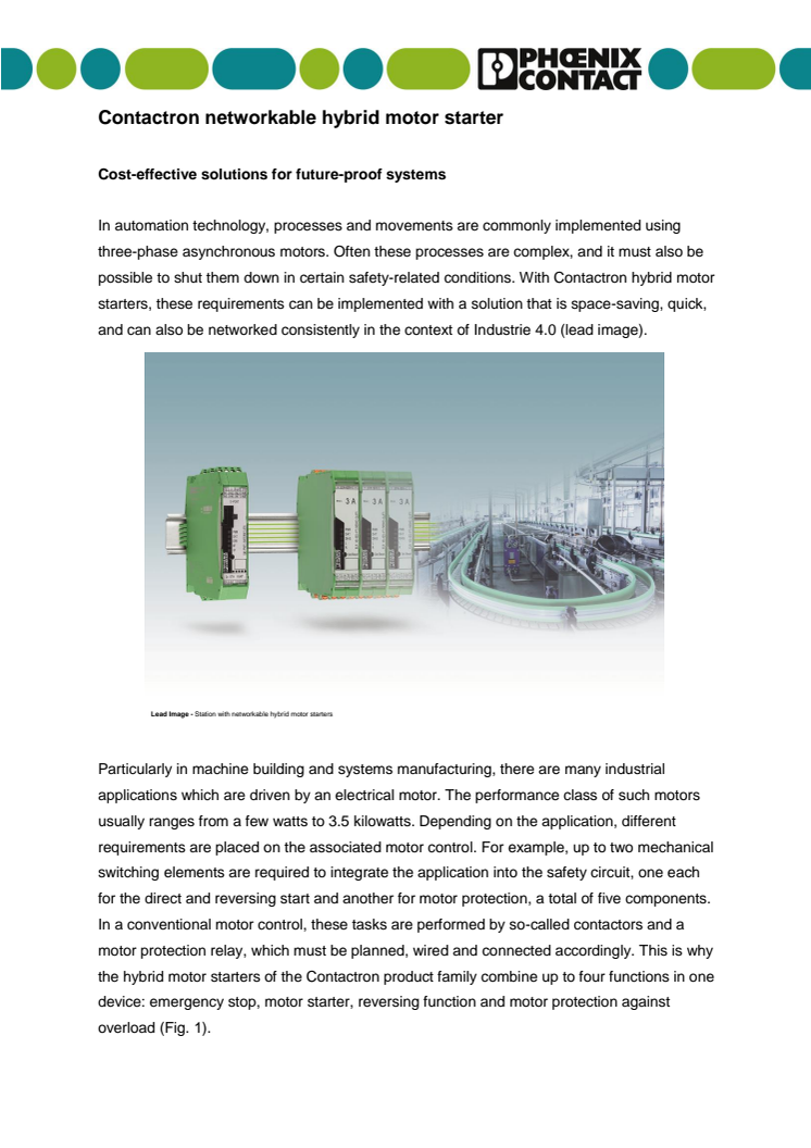 Contactron networkable hybrid motor starter 