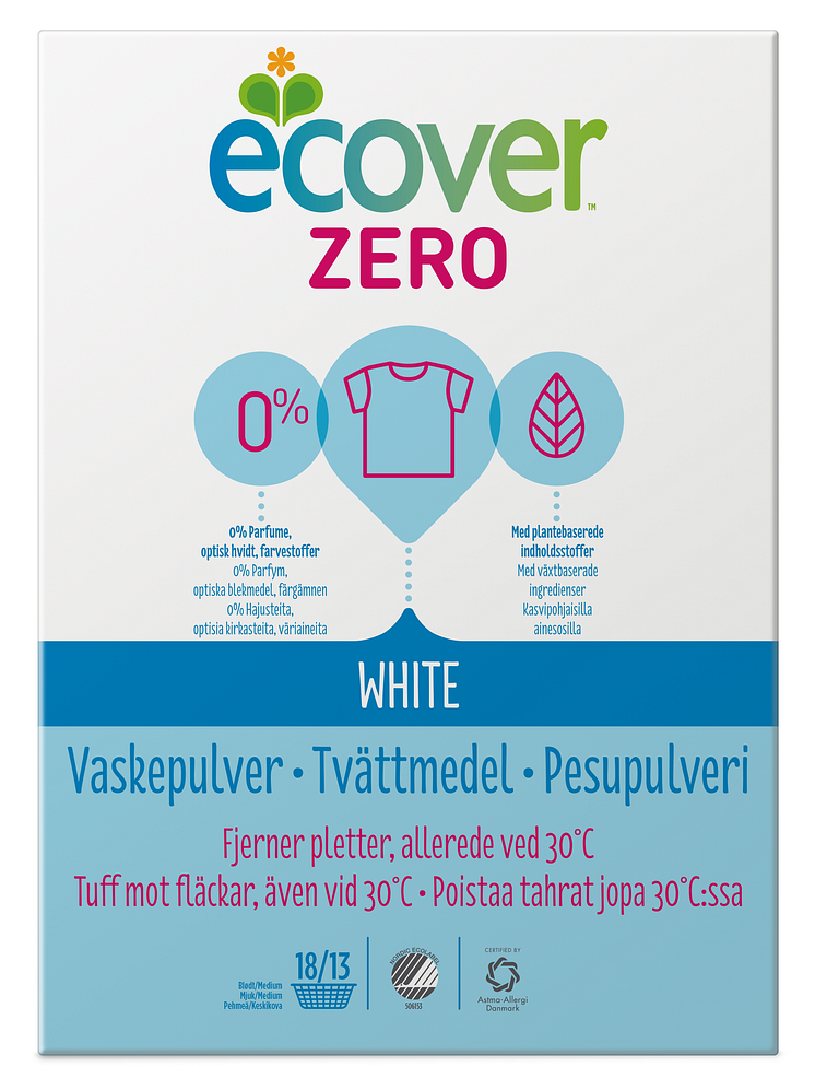 Ecover Zero vaskepulver for hvitt tøy 750 g