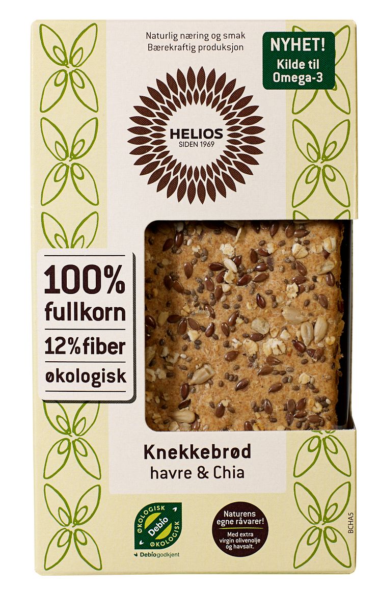 Helios knekkebrød havre og chia økologisk 200 g