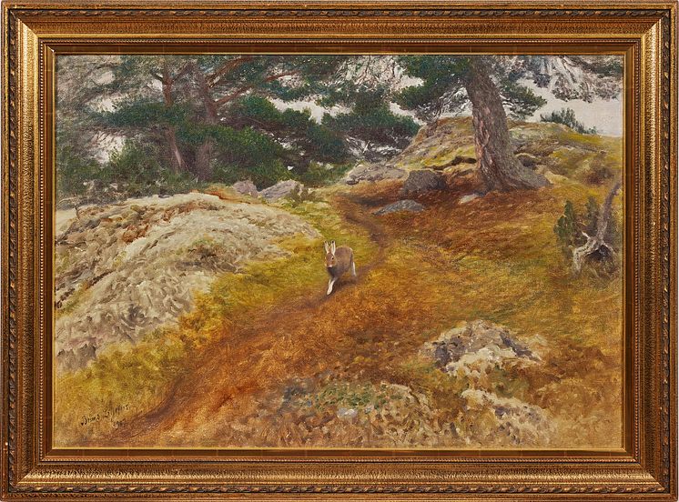Hare i skogslandskap av Bruno Liljefors
