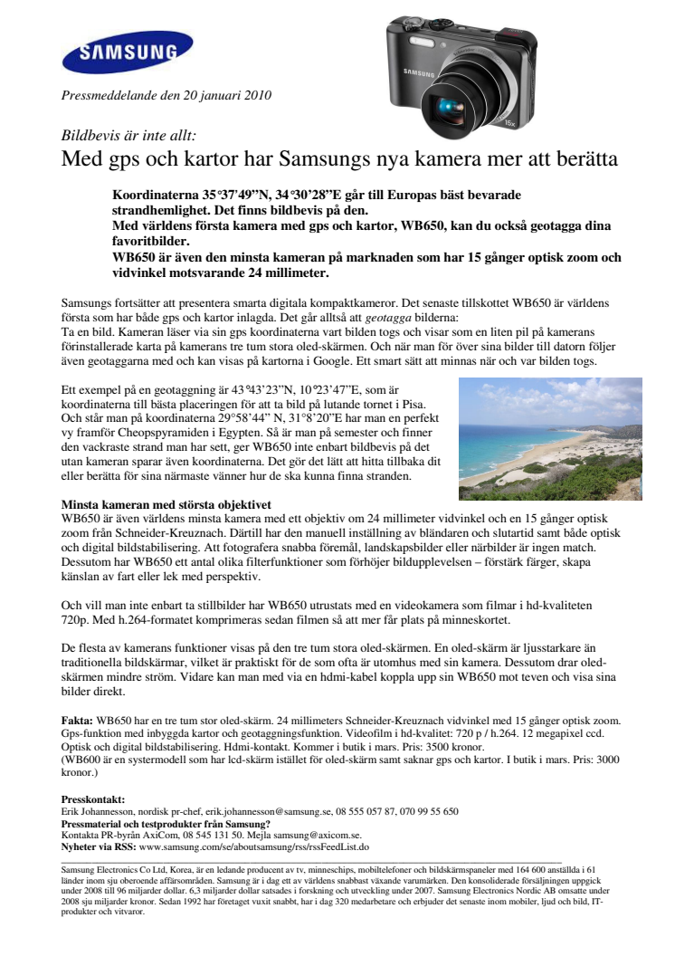 Med gps och kartor har Samsungs nya kamera mer att berätta