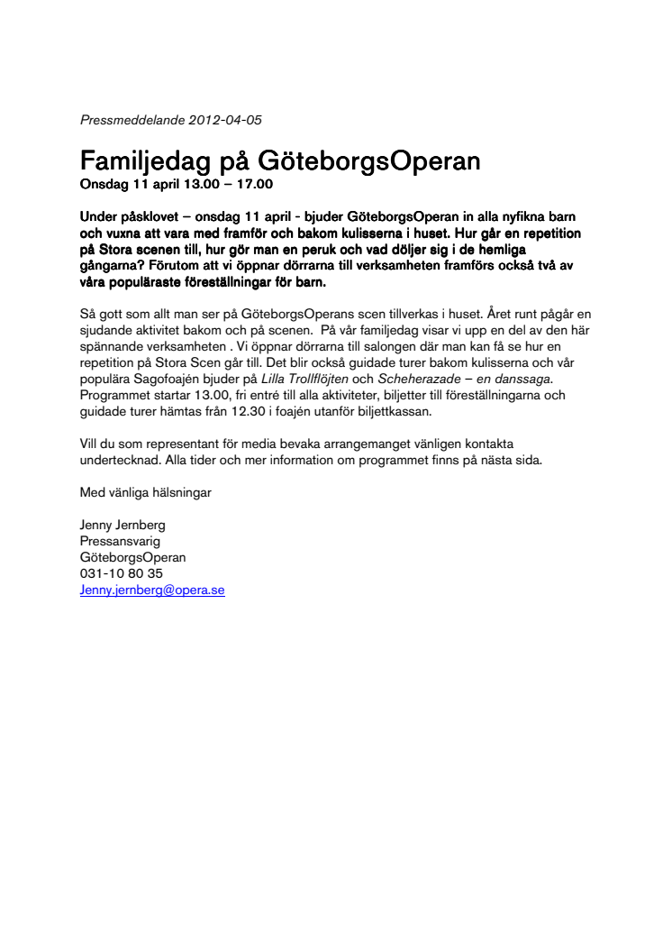 Familjedag på GöteborgsOperan