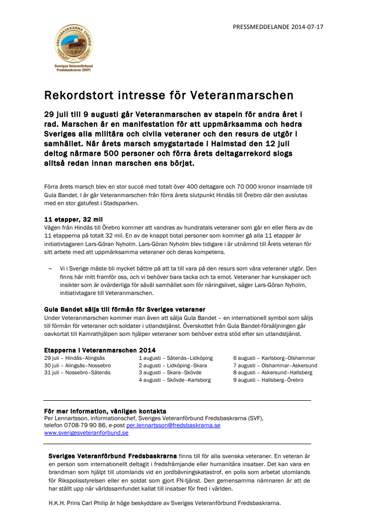 Rekordstort intresse för Veteranmarschen