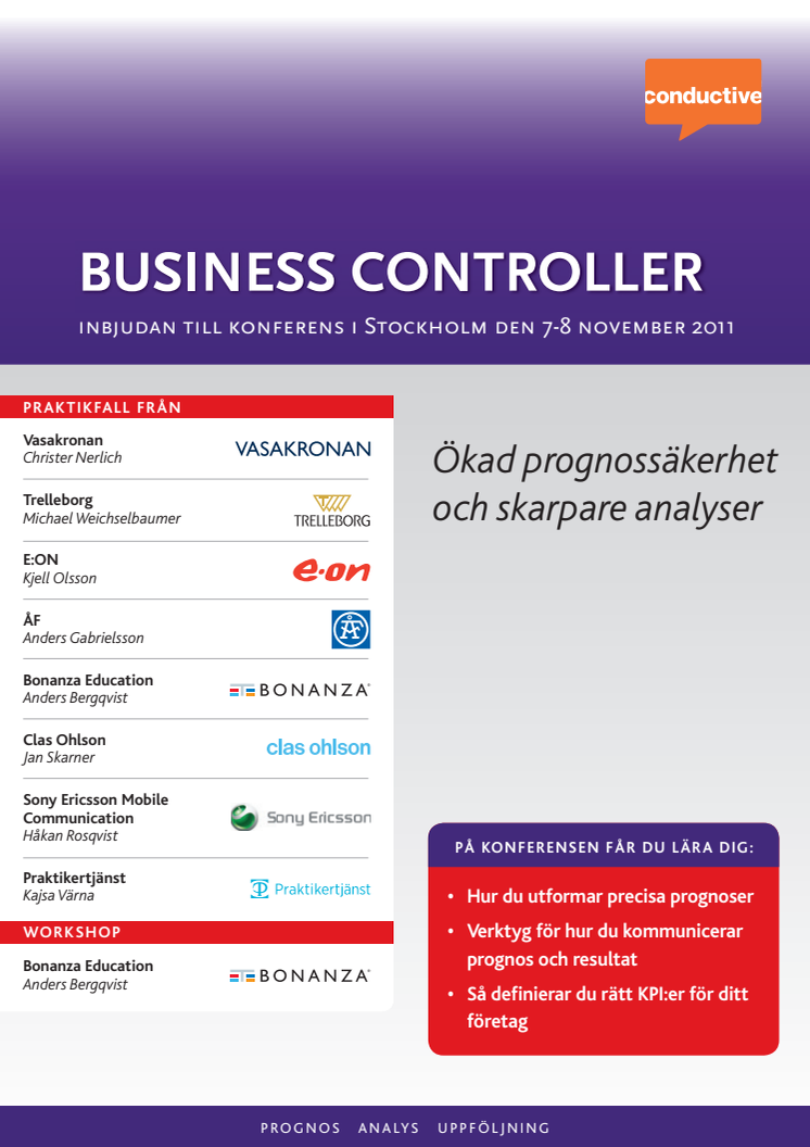 Business controller, konferens i Stockholm 7-8 nov