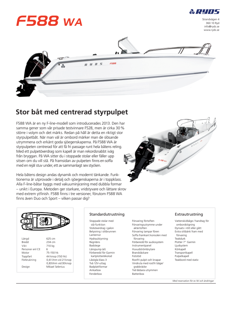 Produktblad Ryds F588 WA