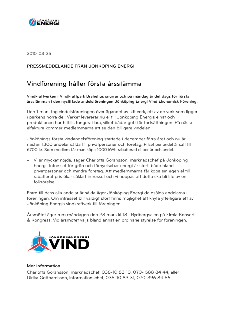 Vindförening håller första årsstämma