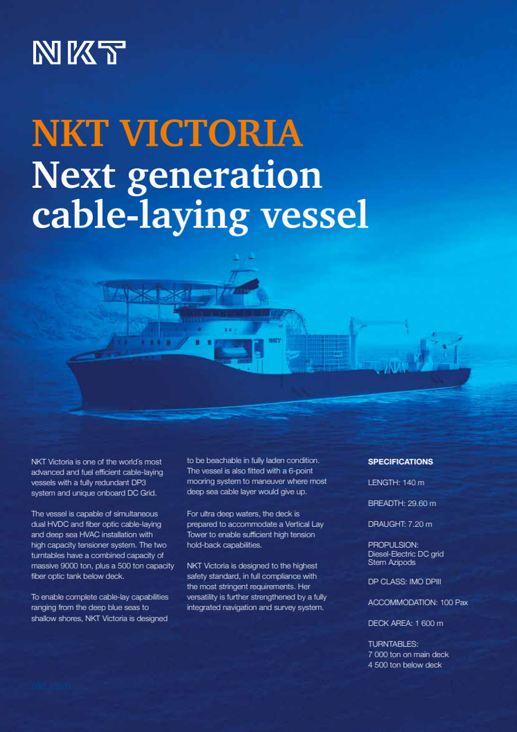 NKT Victoria technical sheet
