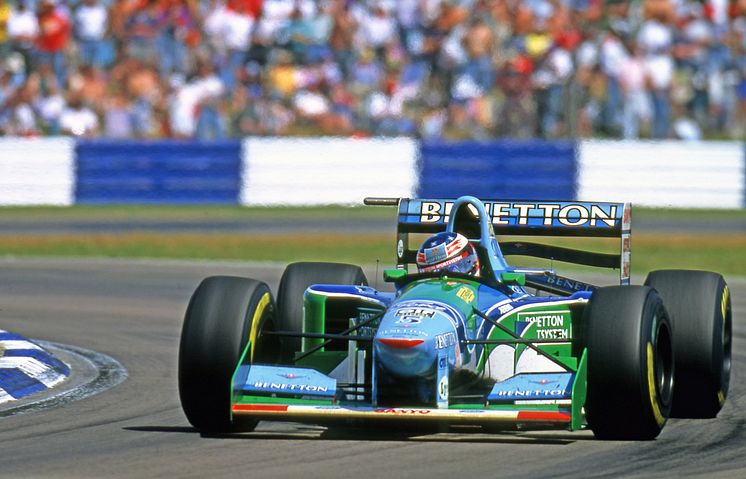 1994 British GP Silverstone driver M Schumacher car Bennetton Ford neg 421-2