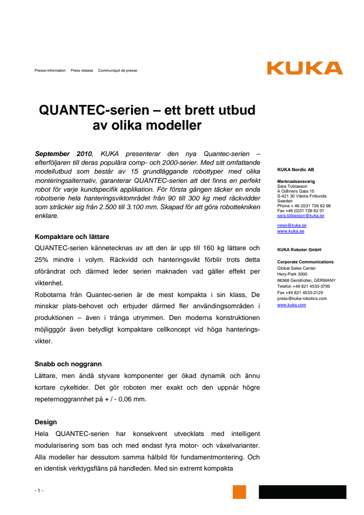 QUANTEC-serien – ett brett utbud av olika modeller