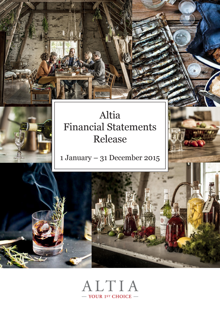 Altia Financial Statements Release, 1 January - 31 December 2015