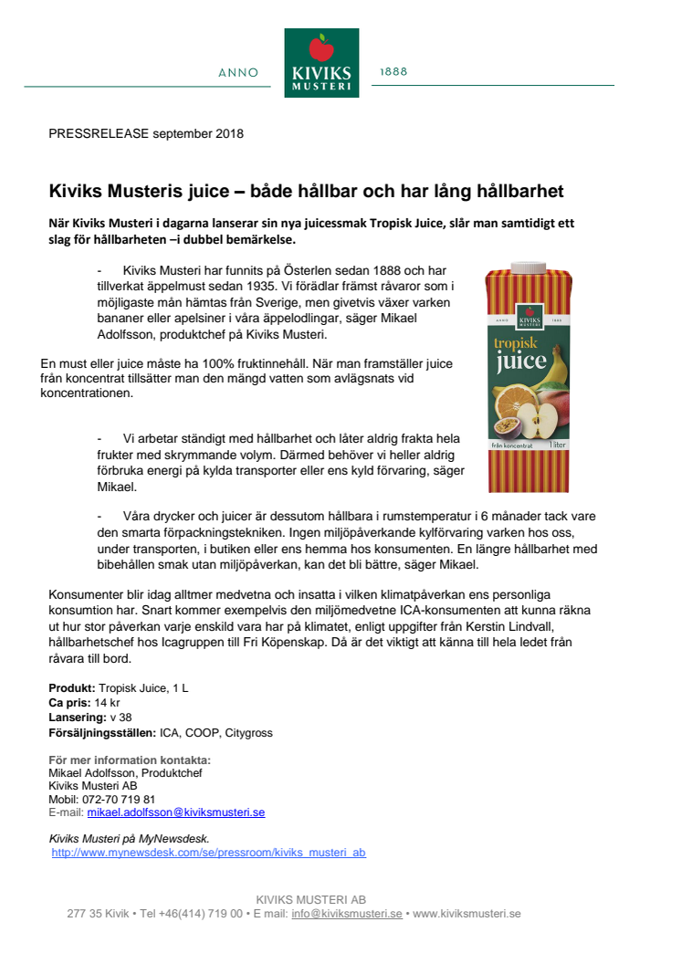 Kiviks Musteris juice – både hållbar och har lång hållbarhet