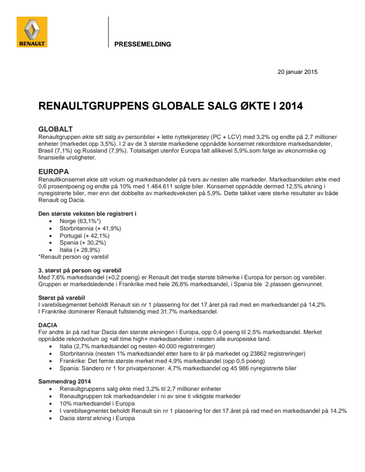 RENAULTGRUPPEN OPP 3,2% I 2014