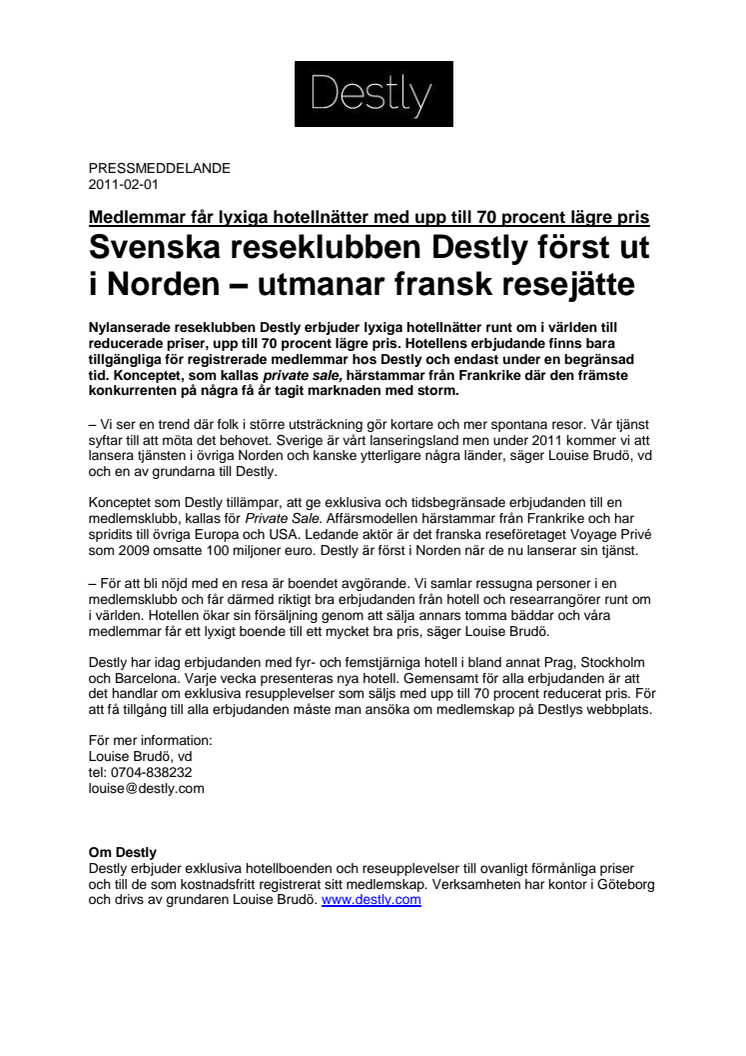 Svenska reseklubben Destly först ut i Norden – utmanar fransk resejätte