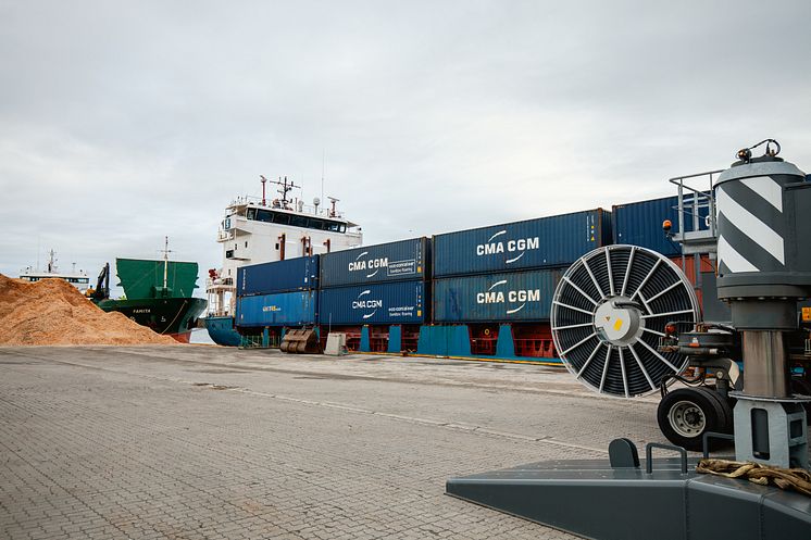 First container delivery port of Arendal 23.10.23