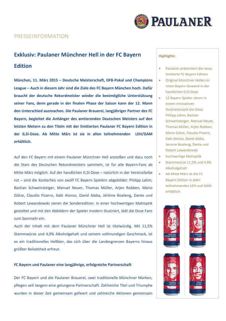 Exklusiv: Paulaner Münchner Hell in der FC Bayern Edition