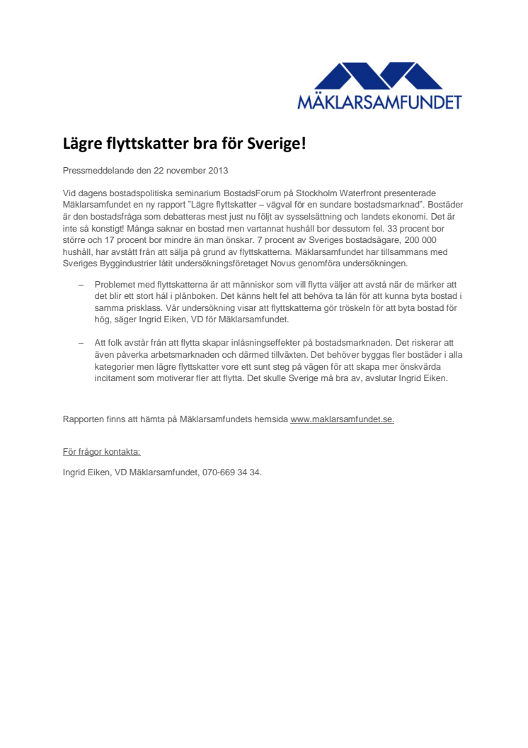 Lägre flyttskatter bra för Sverige!