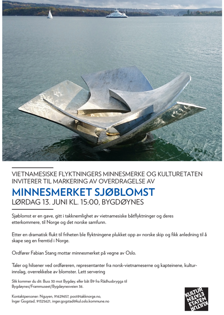 Markering Sjøblomst / Båtflyktninger sier takk til Norge
