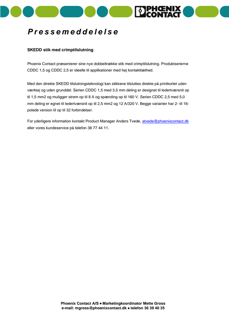 ​  SKEDD stik med crimptilslutning