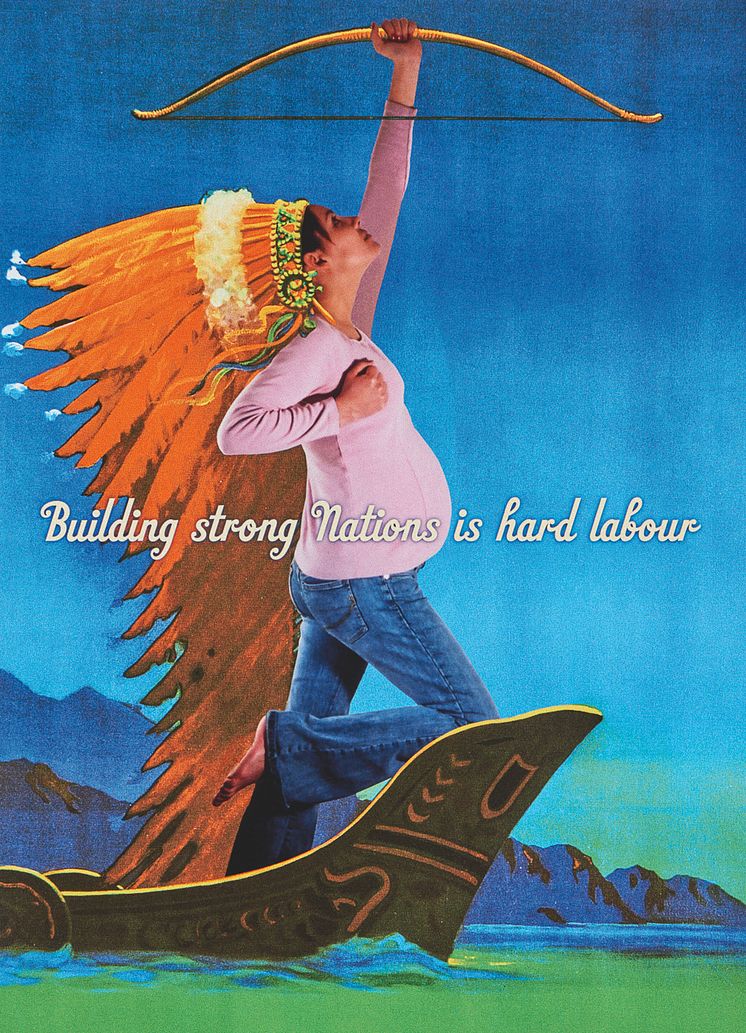 Joi T. Arcand, Oskinikiskwewak "Building strong Nations is hard labour", 2019. 
