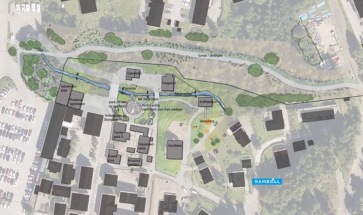 Illustrasjon av plan for utvidelse av Byen på Maihaugen