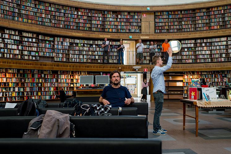 Minneskonst/Art of Memory: Hans Rosenström under inspelningen av Jag som vittne på Stadsbiblioteket/Hans Rosentröm during the recording of I As Witness ar Stockhom Public Library