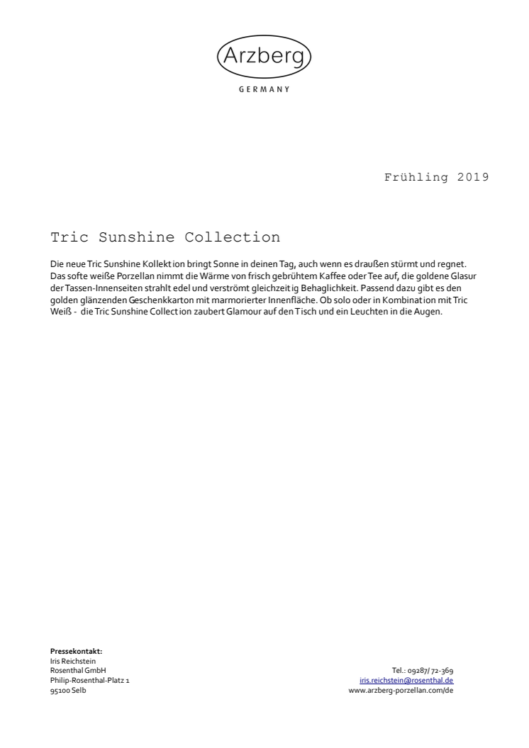 Arzberg - TRIC Sunshine Collection