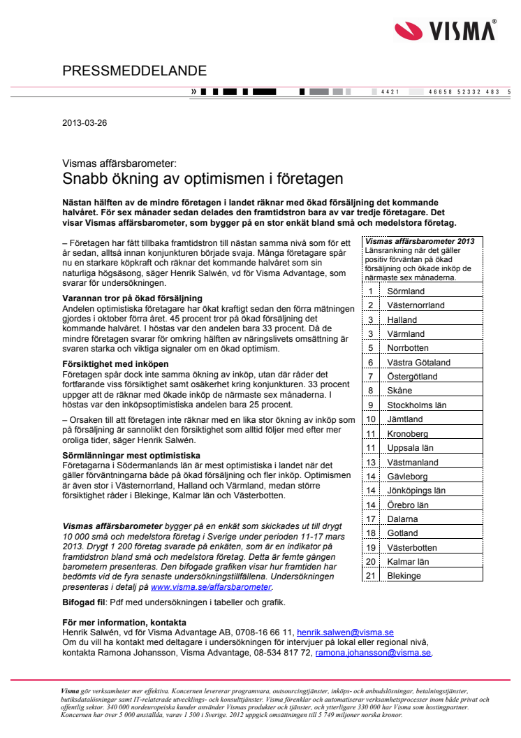 Snabb ökning av optimismen i företagen