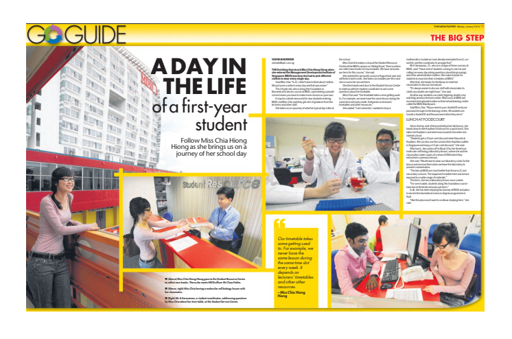 A DAY IN THE LIFE of a first-year MDIS student