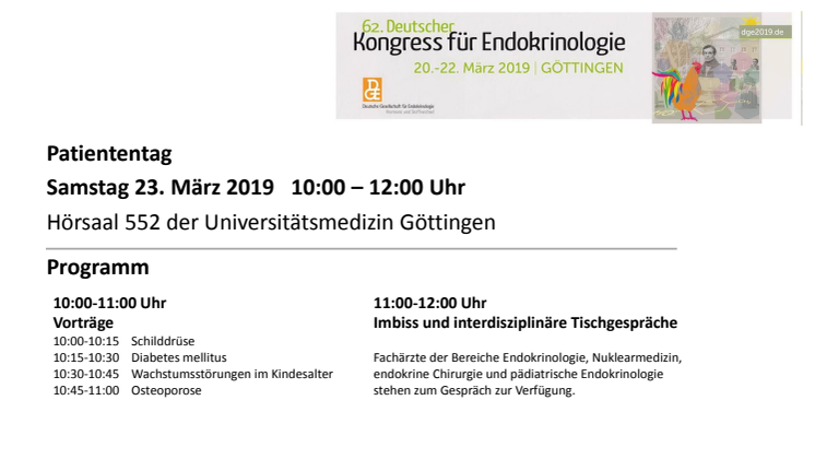 Programm Patiententag Göttingen - Endokrinologie
