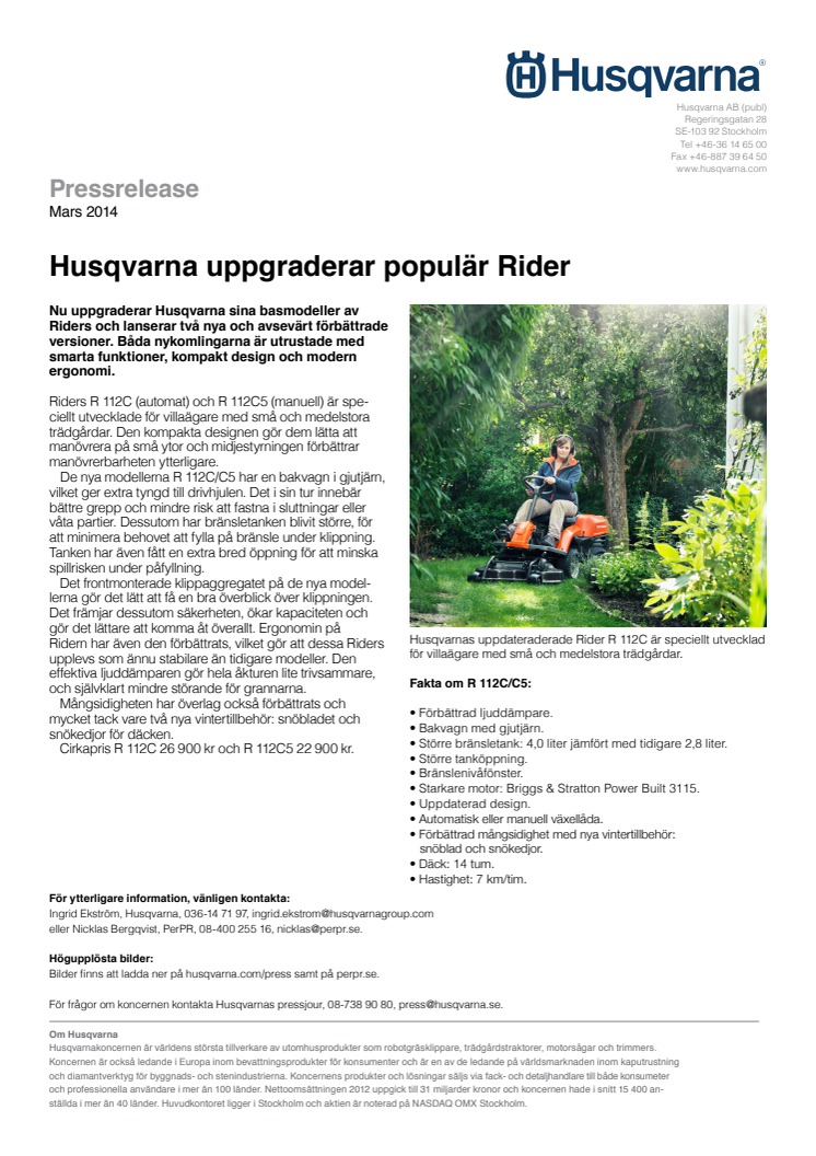 Husqvarna uppgraderar populär Rider