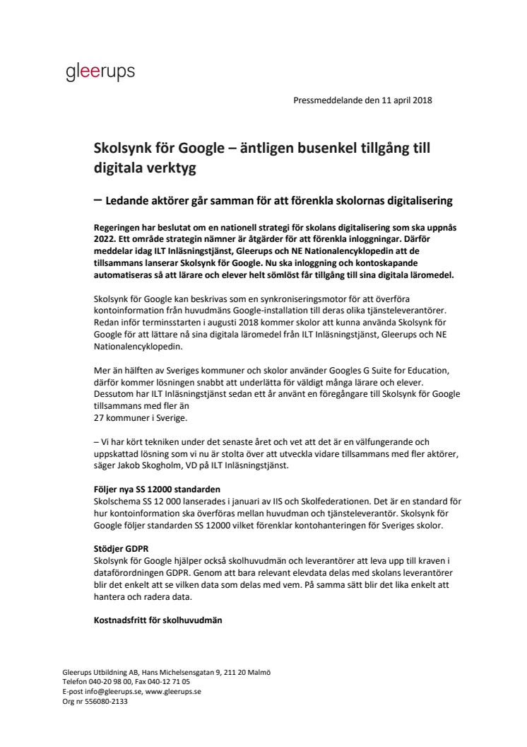 Skolsynk för Google – äntligen busenkel tillgång till digitala verktyg