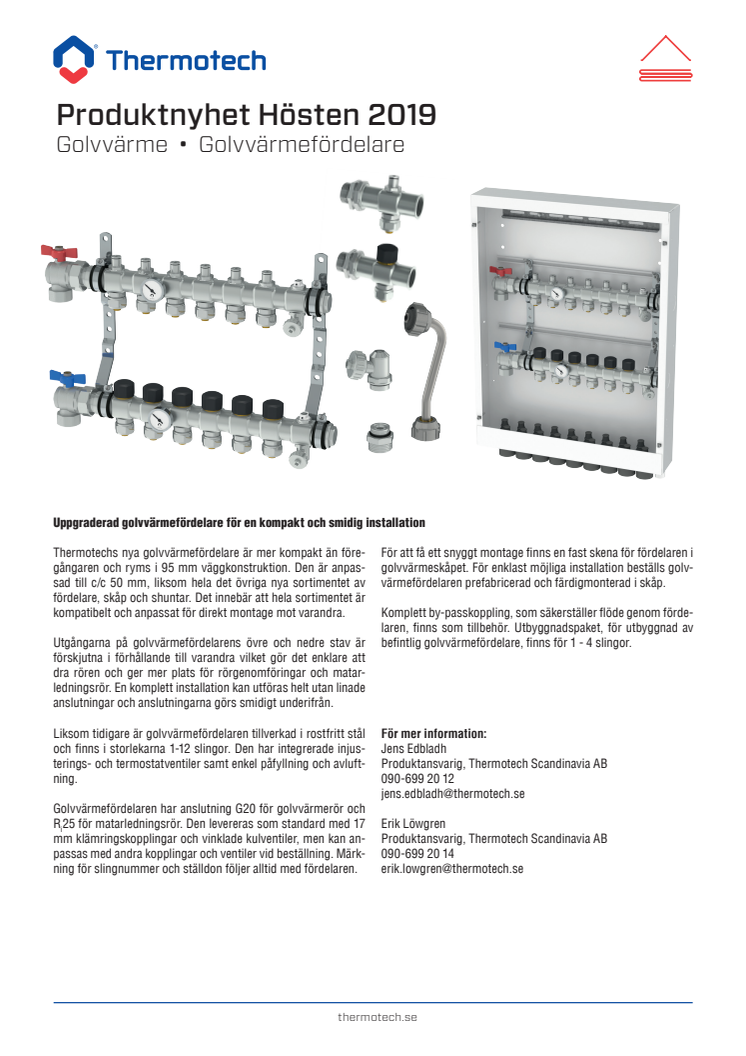 Produktnyhet Oktober 2019 - Golvvärmefördelare