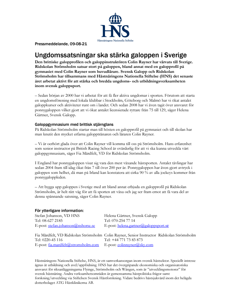 Ungdomssatsningar ska stärka galoppen i Sverige