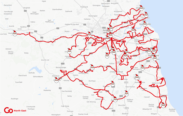 Here's all the places Go North East's Santa bus tour visited