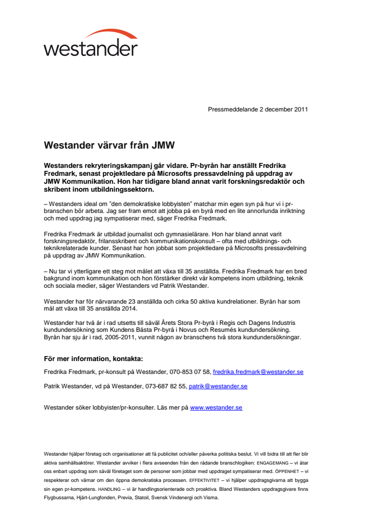 Westander värvar från JMW