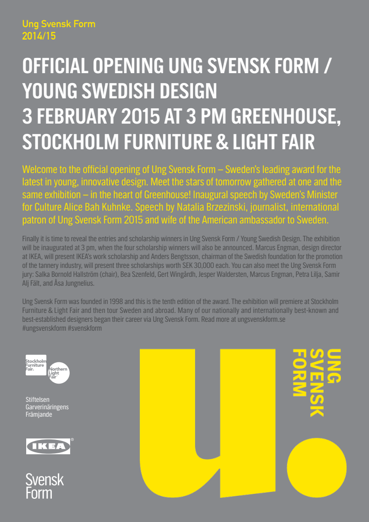 Press invitation: Opening of Ung Svensk Form/Young Swedish Design