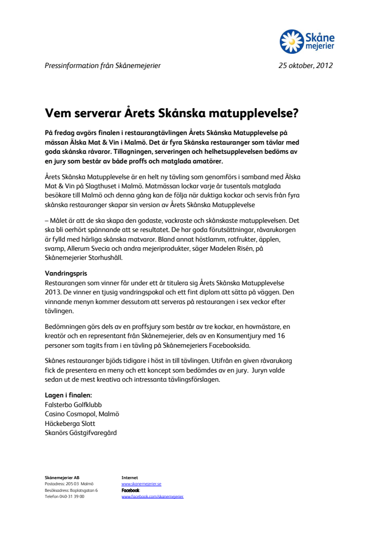 Vem serverar Årets Skånska matupplevelse?